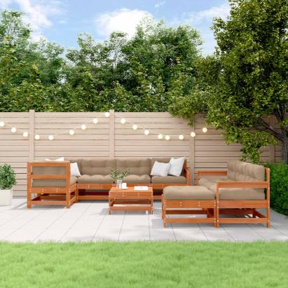 Set de lounge pentru grădină 10 pcs Lemn de pin vopsit maro GartenMobel Dekor