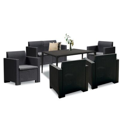 Set mobilier de grădină Leziter Nero III, 6 locuri, grafit