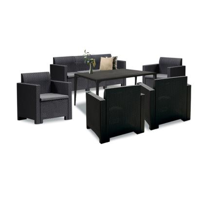 Set mobilier de grădină Leziter Nero III, 7 locuri, grafit