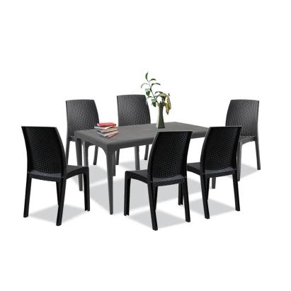 Set mobilier de grădină Leziter Pauli 6+1, grafit, masă și 6 scaune