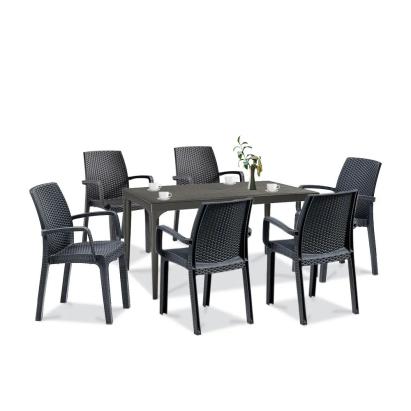 Set mobilier de grădină Leziter Prato 6+1, 6 scaune și masă, grafit