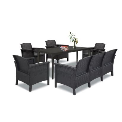 Set mobilier de grădină Leziter Venus III, 7 locuri, grafit, cu perne