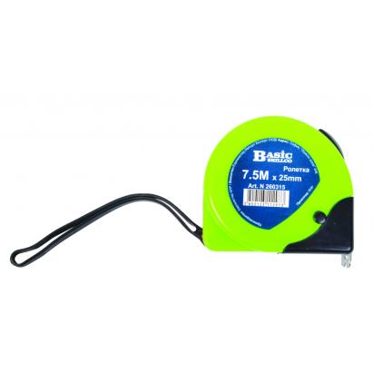 Ruleta 7.5 m x 25 mm cu carcasa ABS si dublu stop Basic