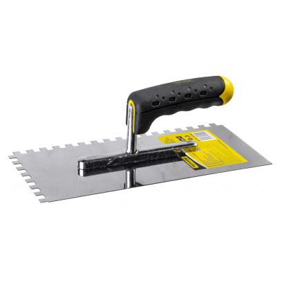 Gletieră din inox 280x130 mm cu dinți 6x6 mm, mâner bimaterial TMP