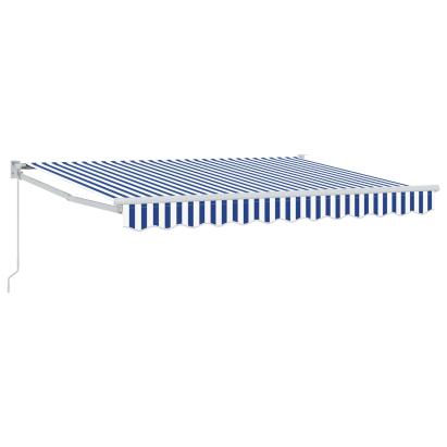 Copertină retractabilă manuală Albastru și Alb 2,5 x 2 m GartenMobel Dekor