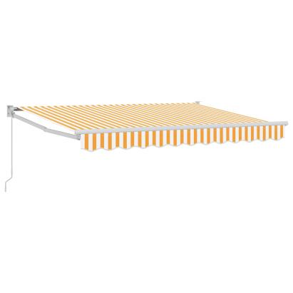 Copertină retractabilă manuală Galben și alb 2,5 x 2 m GartenMobel Dekor