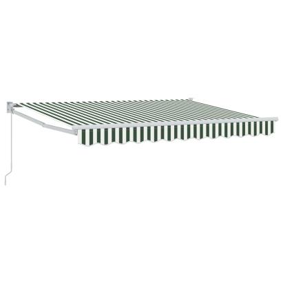 Copertină retractabilă manuală Verde și alb 3,5 x 2 m GartenMobel Dekor