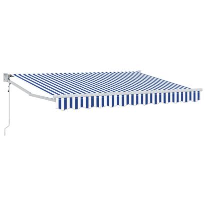 Marchiză electrică retractabilă 3x2 m, albastru și alb, pentru terasă