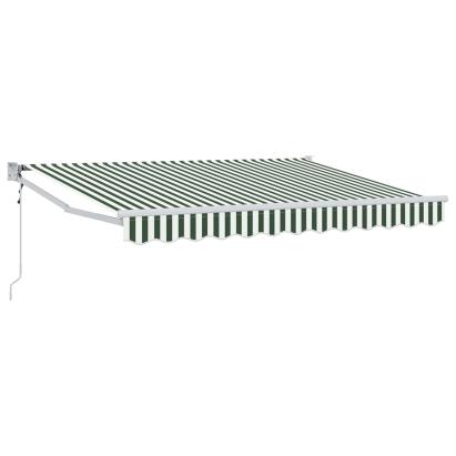 Marchiză retractabilă electrică verde/alb 3,5 x 2 m pentru terasă