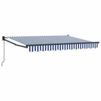 Copertină retractabilă manuală Albastru și Alb 3 x 2 m GartenMobel Dekor