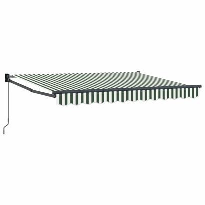 Copertină retractabilă manuală Verde și alb 3,5 x 2 m GartenMobel Dekor