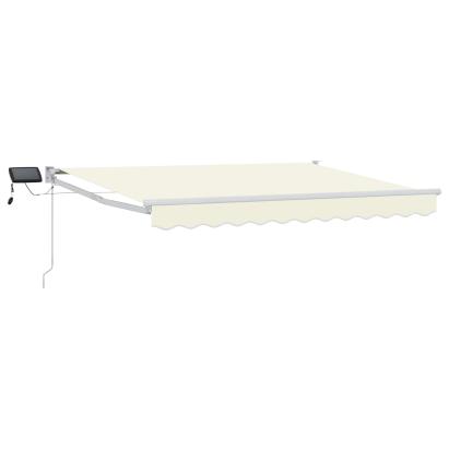 Marchiză retractabilă manuală cu led-uri Crema și Alb 2,5 x 2 m GartenMobel Dekor