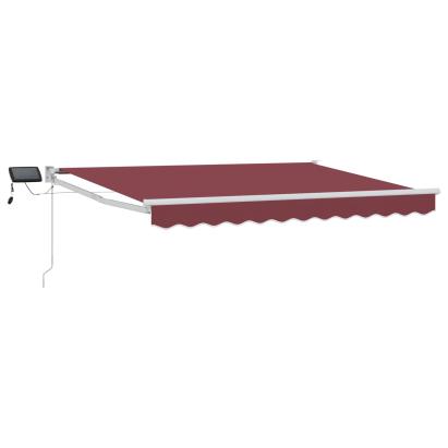 Marchiză retractabilă manuală cu led-uri Bordo și Alb 2,5 x 2 m GartenMobel Dekor
