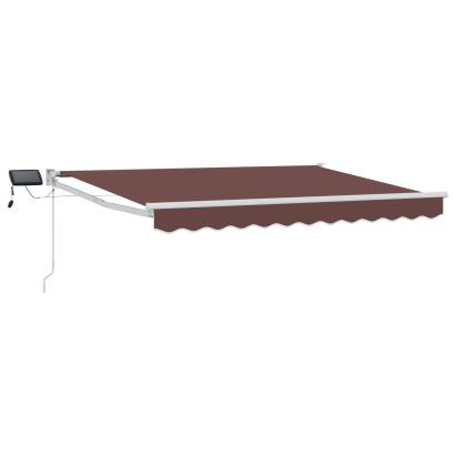 Marchiză retractabilă manuală cu led-uri Maro și alb 2,5 x 2 m GartenMobel Dekor