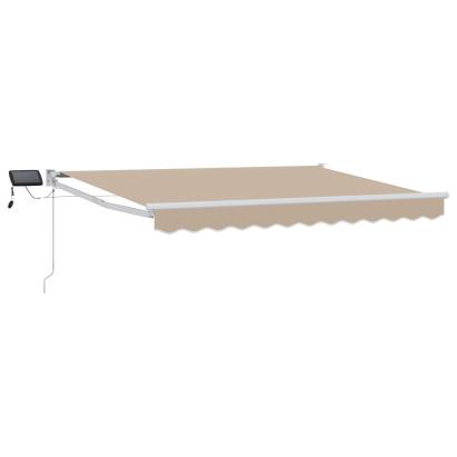 Marchiză retractabilă manuală cu led-uri Bej și Alb 2,5 x 2 m GartenMobel Dekor