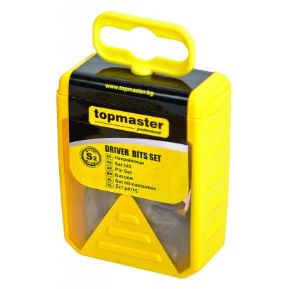 Set 20 biti surubelnita PZ2 x 25 mm magnetici din otel S2 Topmaster