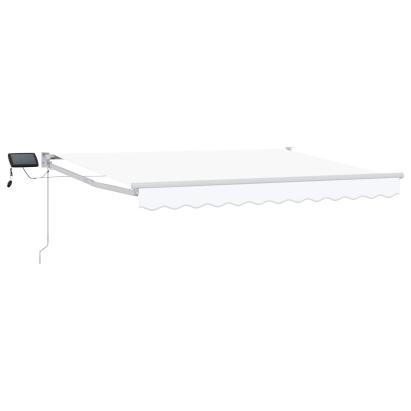 Marchiză retractabilă manuală cu led-uri Alb 3,5 x 2 m GartenMobel Dekor