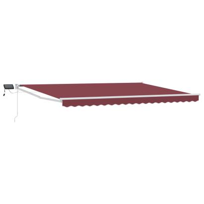 Marchiză retractabilă manuală cu led-uri Bordo și Alb 4 × 3 m GartenMobel Dekor