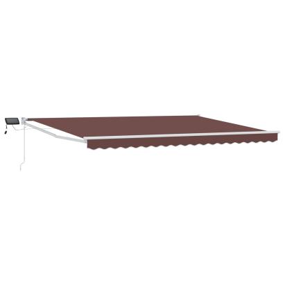Marchiză retractabilă manuală cu led-uri Maro și alb 4 × 3 m GartenMobel Dekor