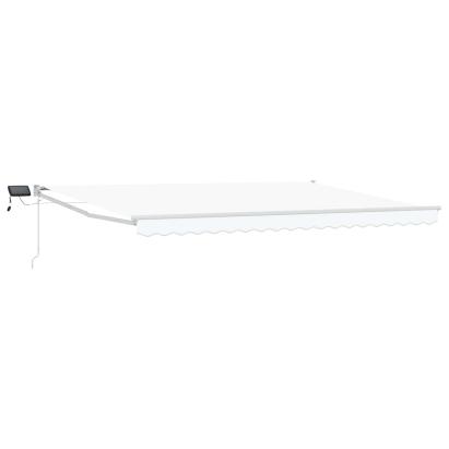 Marchiză retractabilă manuală cu led-uri Alb 4,5 × 3 m GartenMobel Dekor