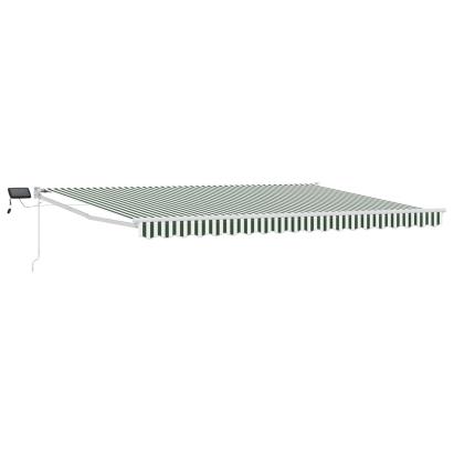 Marchiză retractabilă manuală cu led-uri Verde și alb 5 x 3 m GartenMobel Dekor