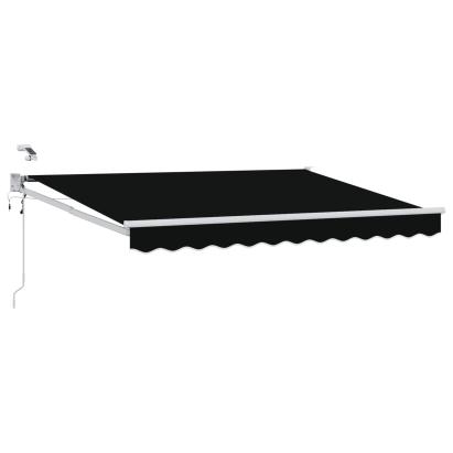 Marchiză retractabilă electrică neagră 3x2,5 m cu LED și senzor