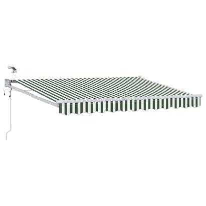 Marchiză retractabilă electrică verde/alb 3 x 2,5 m cu LED și senzor