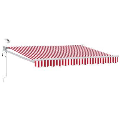 Marchiză electrică retractabilă cu LED și senzor, roșu/alb, 3,5x2,5 m
