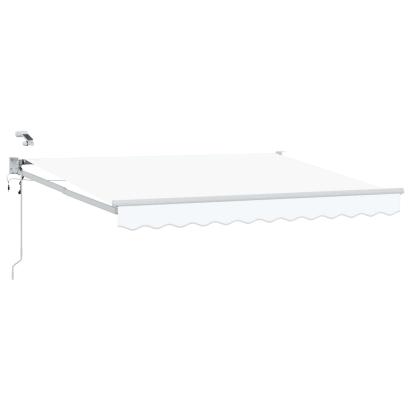 Marchiză retractabilă electrică albă 3,5 x 2,5 m cu LED și senzor vreme