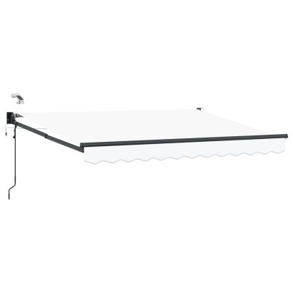 Marchiză electrică retractabilă albă 3x2 m cu LED și senzor de vânt