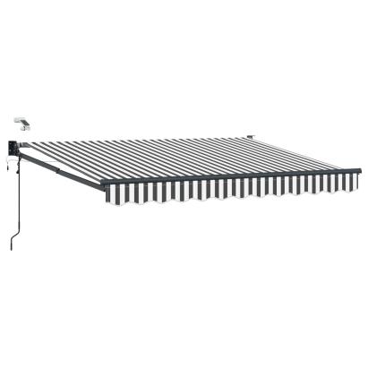 Marchiză electrică retractabilă cu LED și senzor vânt, 3,5 x 2 m, antracit/alb