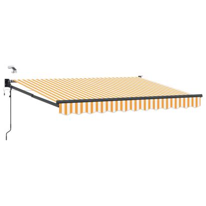 Marchiză retractabilă electrică cu LED și senzor, galben/alb, 3 x 2,5 m