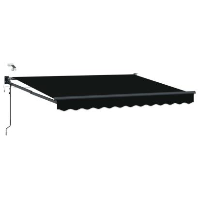 Marchiză retractabilă electrică cu LED și senzor vânt, neagră, 3 x 2,5 m