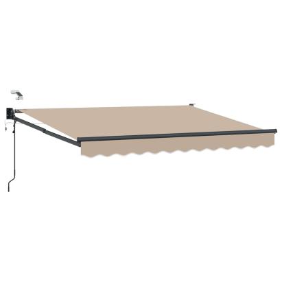 Marchiză retractabilă electrică bej 3x2,5 m cu LED și senzor de vânt