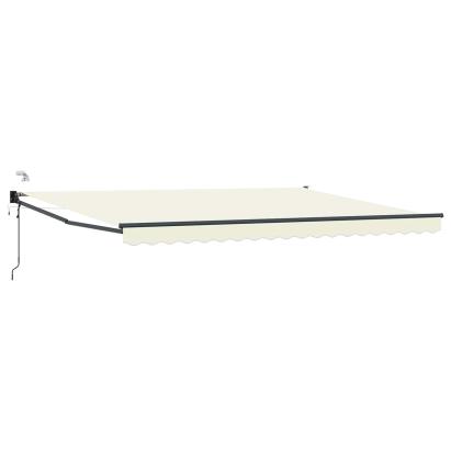 Marchiză retractabilă electrică crem 5 x 3 m, cu LED și senzor