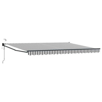Marchiză retractabilă electrică 5x3 m, LED și senzor vânt, antracit/alb
