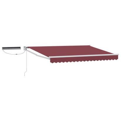 Marchiză electrică retractabilă bordo/alb 2,5 x 2 m cu telecomandă și panou solar