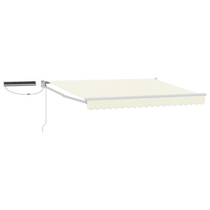 Marchiză electrică retractabilă crem 3,5 x 2,5 m cu telecomandă și panou solar