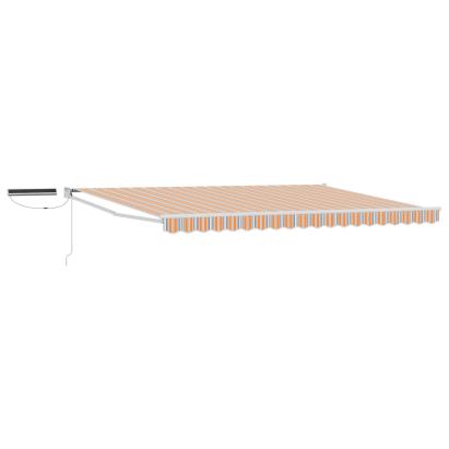 Marchiză electrică retractabilă 4x3 m, cu panou solar, albastru-portocaliu