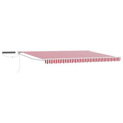 Marchiză electrică retractabilă 4,5x3 m, roșu/alb, cu panou solar