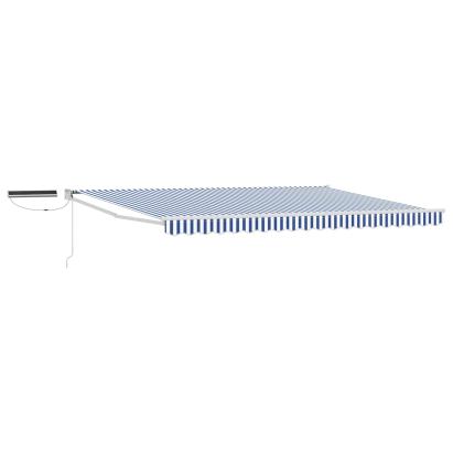 Marchiză electrică retractabilă 5x3 m, albastru și alb, cu telecomandă