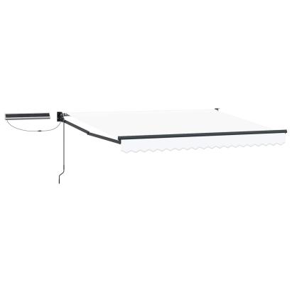 Marchiză retractabilă electrică 3 x 2 m, albă, cu telecomandă și panou solar
