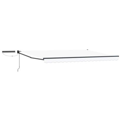 Marchiză electrică retractabilă albă 4 x 3 m cu telecomandă și panou solar