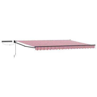 Marchiză electrică retractabilă 4,5x3 m, roșu/alb, cu panou solar