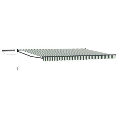Marchiză electrică retractabilă verde/alb 4,5x3 m cu telecomandă și panou solar