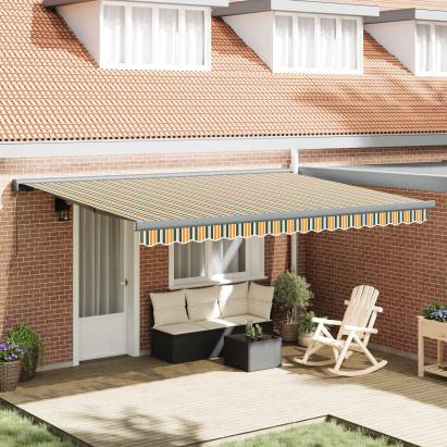 Cortina Retractabilă Verde și galben 4 × 3 m Pânză și Aluminiu GartenMobel Dekor