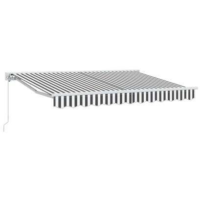 Copertină retractabilă manuală Antracit și Alb 3 x 2,5 m GartenMobel Dekor