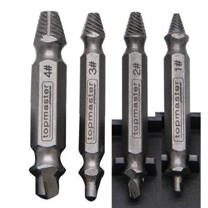 Set 4 extractoare pentru suruburi rupte Topmaster Pro din otel Cr-Mo