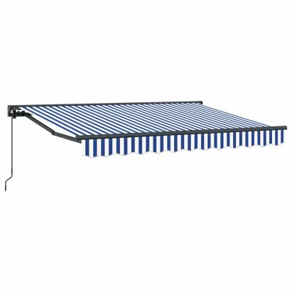 Copertină retractabilă manuală Albastru și Alb 3,5 x 2 m GartenMobel Dekor
