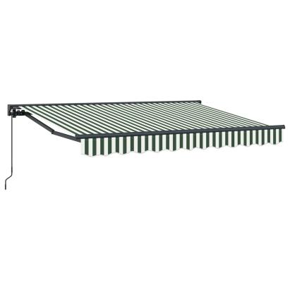 Copertină retractabilă manuală Verde și alb 3,5 x 2 m GartenMobel Dekor